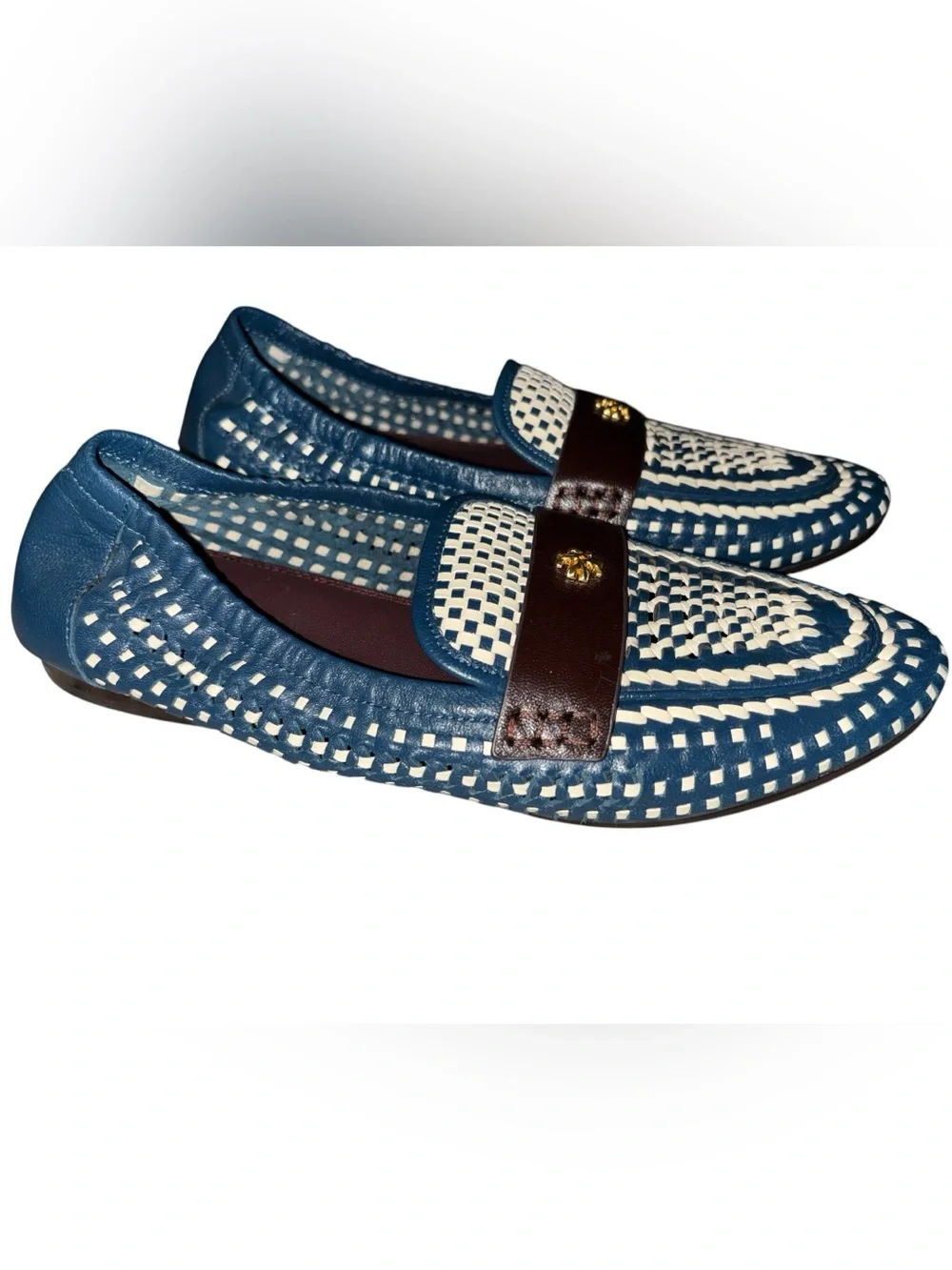 Tory Burch Woven Leather Ballet Loafers